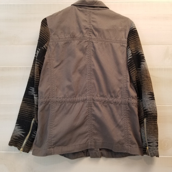 {S} Forever 21 Military Jacket Woven Pattern Sleeves - Picture 2 of 9